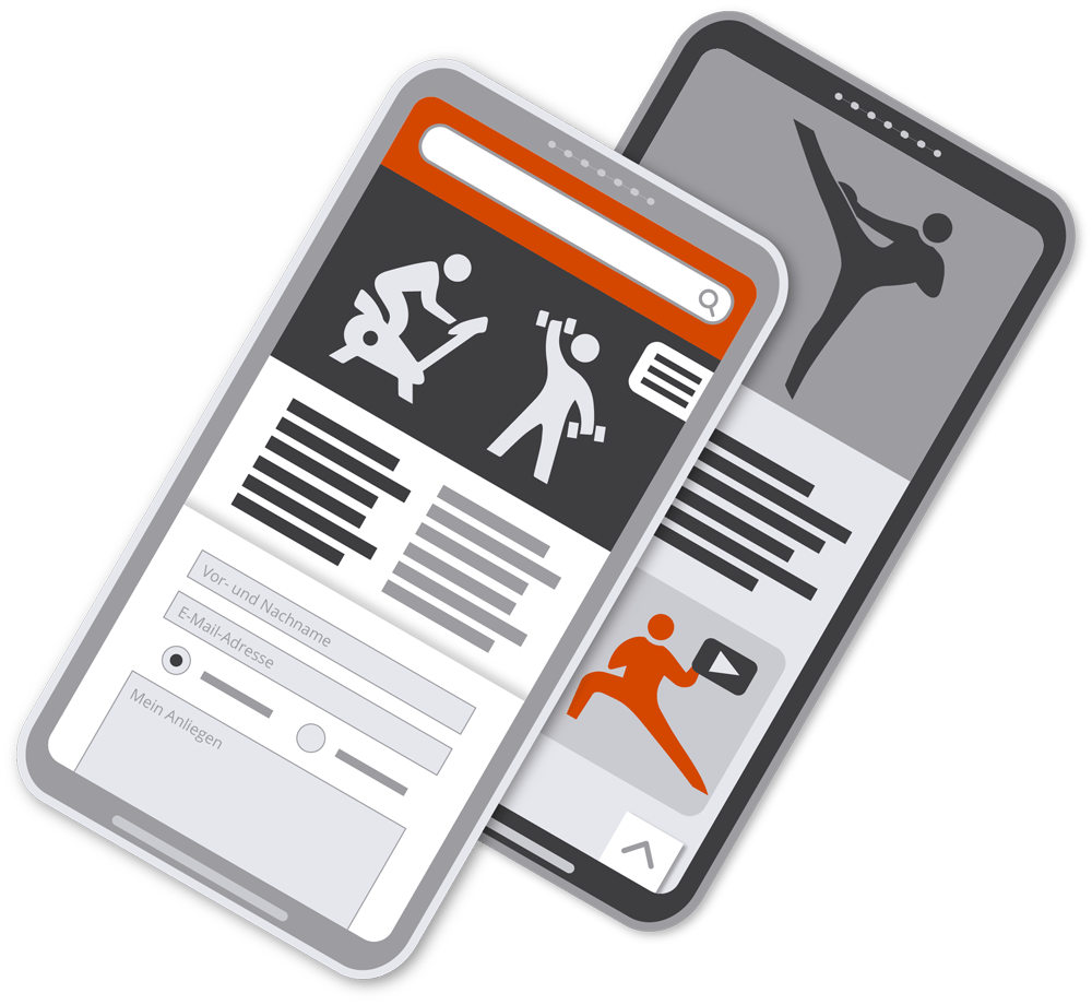 Zwei Smartphones mit Apps zum Thema Fitness und Kampfsport